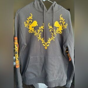 Forever 21 Black Hoodie with Yellow Baroque Lion Print